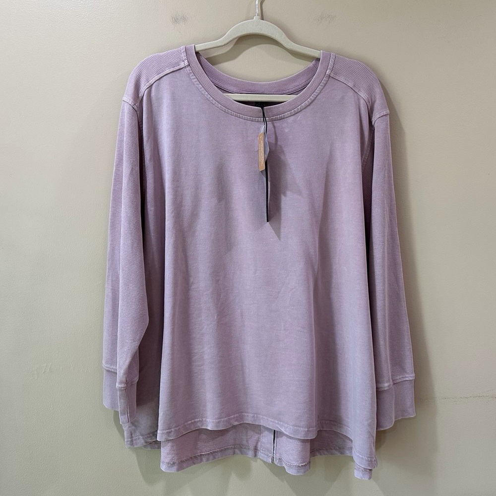 Jane And Delancey pink Garment Dye Oversized Tunic Sweatshirt Top plus  2X